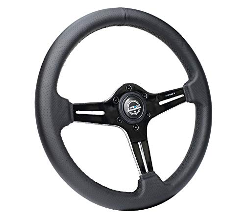 NRG Innovations Light Weight Gaming Steering Wheel: NRG-ST-018CH-PR Blitz- Made with Perforated Leather, Light Weight Composits and Chrome Spoke with Slits