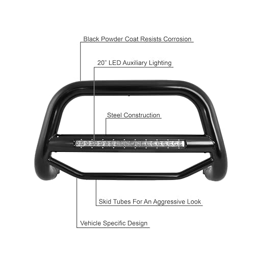 Max Beacon Bull Bar Black Horse No Skid Plate Black Compatible with 2023-2024 Lexus NX-MAB-F7902B