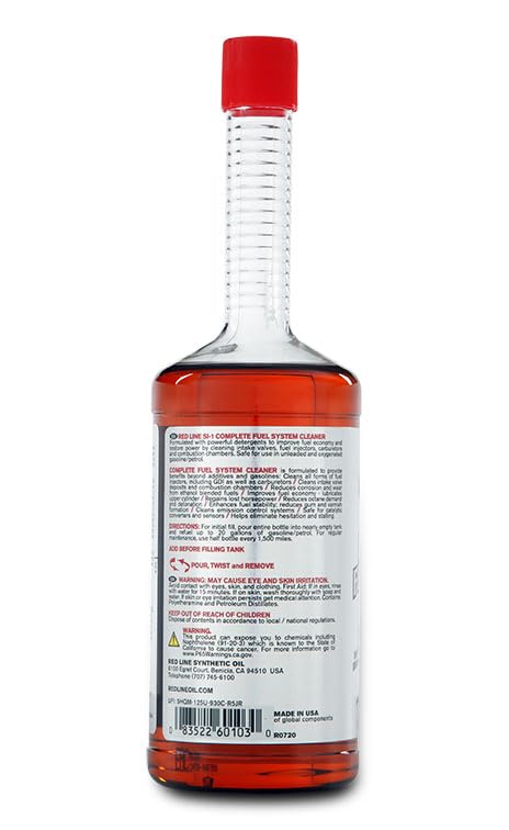 Red Line SI-1 60103 Complete Fuel System Cleaner, Cleans and Prevents Corrosion in Fuel Systems, Cleans Injectors, Carburetors, Valve and Combustion Chamber Deposits - 15 Ounce