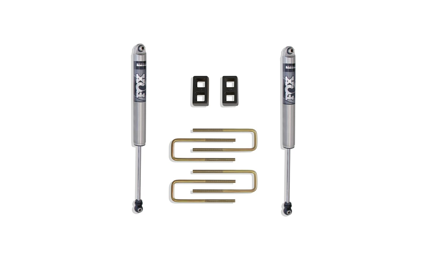 Part# 901320F MaxTrac SUSPENSION'S is A Rear Box KIT Including 2" Lift Blocks, U-Bolts & A Pair of Fox 2.0 Performance Series Rear Shocks