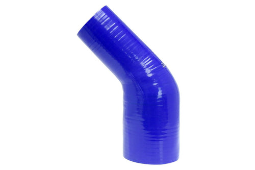 HPS Silicone High Temperature HTSER45-275-400-BLUE 4-ply Reinforced 45 degree Elbow Reducer Coupler Hose, 25 PSI Maximum Pressure, 4" Leg Length on each side, 2-3/4" > 4" ID, Blue