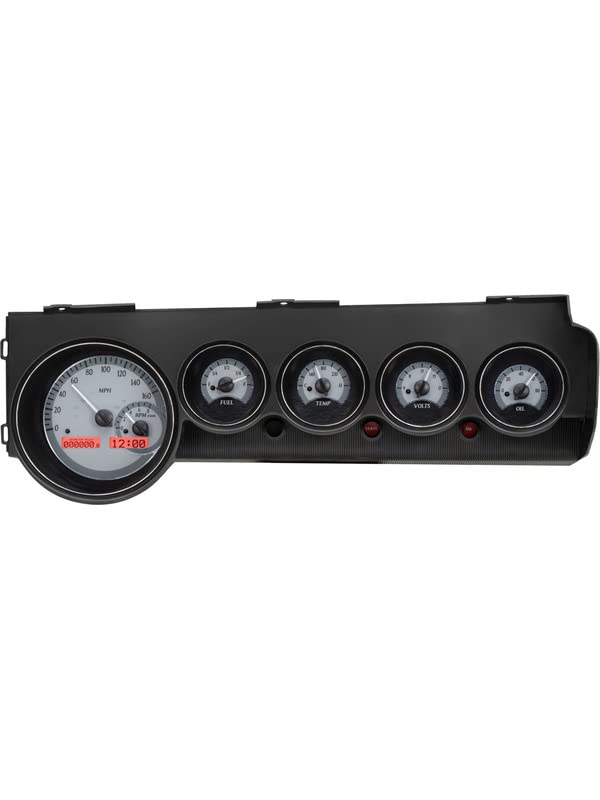 Dakota Digital VHX Gauge Instrument System Compatible with 1970-74 Mopar E-Body: Challenger & Barracuda Silver Alloy Red Backlighting