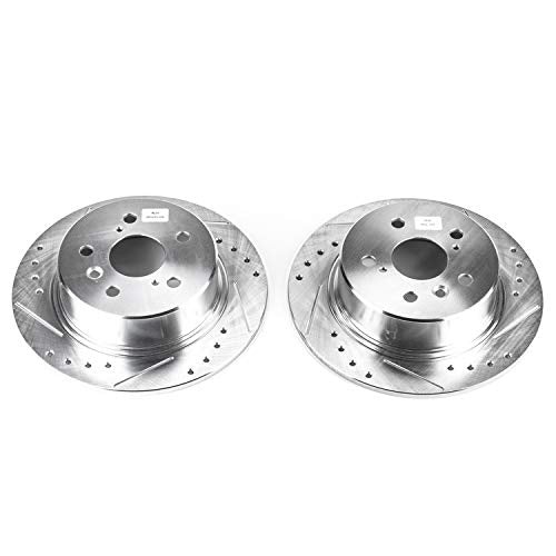 Power Stop Rear JBR788XPR Drilled & Slotted Evolution Rotor Pair For Toyota Avalon 1995-1999 [Model Specific]