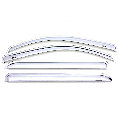 Auto Ventshade Outside Mount Rain Guards for 2002 - 2009 Chevrolet Trailblazer; 2006 - 2009 Trailblazer SS | Window Vent Visors, 4 pcs. - Chrome | 684733 [AVS]