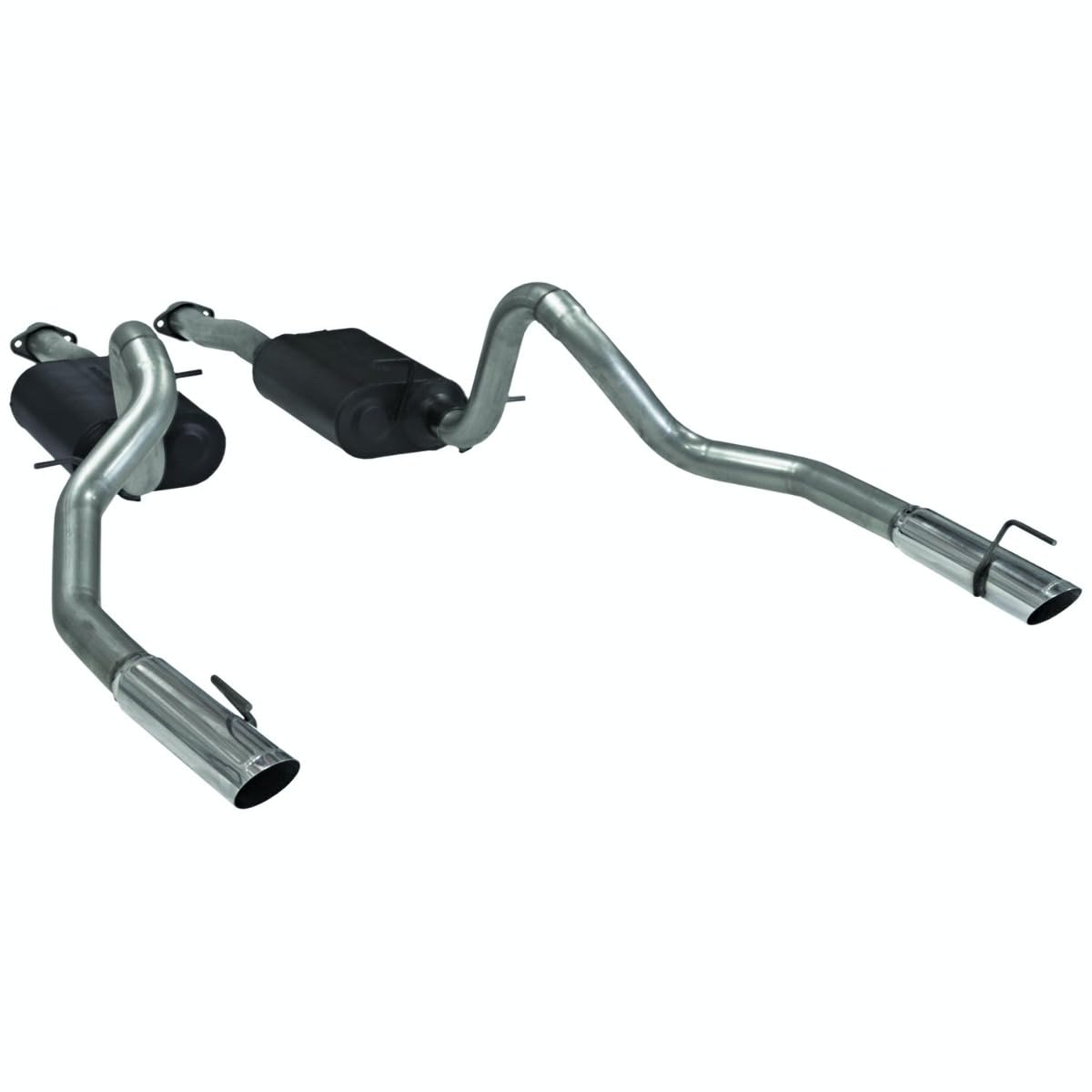 American Thunder Flowmaster 17312 Cat-Back Exhaust Kit 2.5 Inch Aluminized Steel with 3 Inch Polished Stainless Tips Compatible with 1999-2004 Ford Mustang GT, MACH 1 and Bullitt with 4.6L SOHC engine