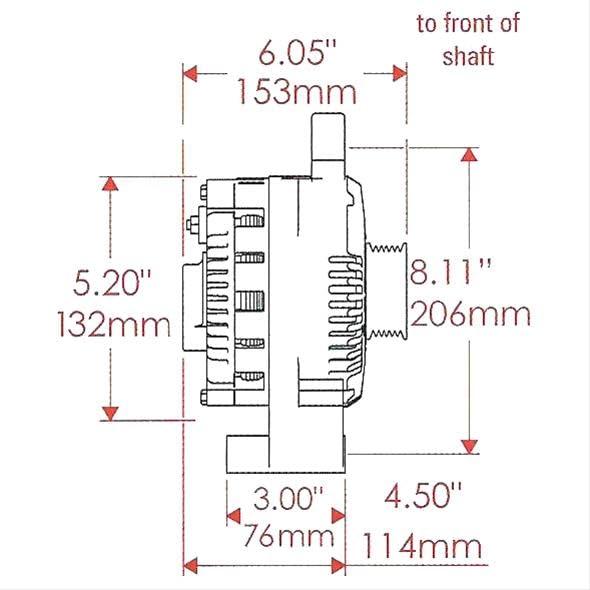 Alt Ford 3G Powermaster Natural 200A 6 grv Pulley Large Frame Str MTG 8.11" 3:00 O'clock OE Only VR