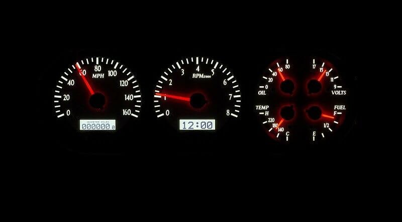 Dakota Digital VHX-63C-NOV-S-W Analog Dash Gauge System Compatible with 1963-65 Chevy Nova Silver Alloy White