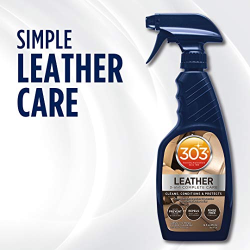 303 Products 3-In-1 Leather Complete Care - Cleans, Conditions, & Protects - Helps Prevent Fading & Cracking - Rinse Free Formula - Repels Dust, Lint, & Staining, 16 fl. oz. (30218CSR) Packaging May Vary