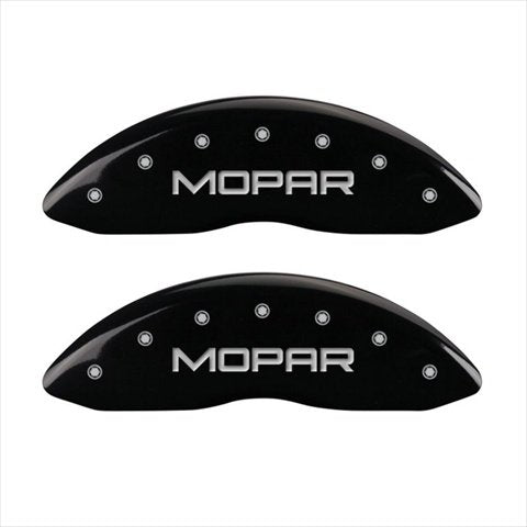 SET OF 4 CALIPER COVERS, FRONT AND REAR ENGRAVED: MOPAR, BLACK POWDER COAT FINIS