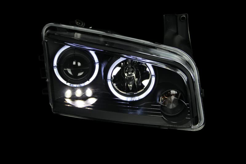Projector Headlight Set ANZO USA w/LED Halo-Black 121381