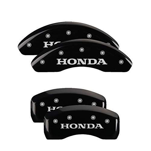 Brake Caliper Covers MGP - Compatible with 2018-2024 Honda Accord - Black Powder-Coated Finish, Alumium Front and Rear Caliper Covers - Honda Engraving (Black)