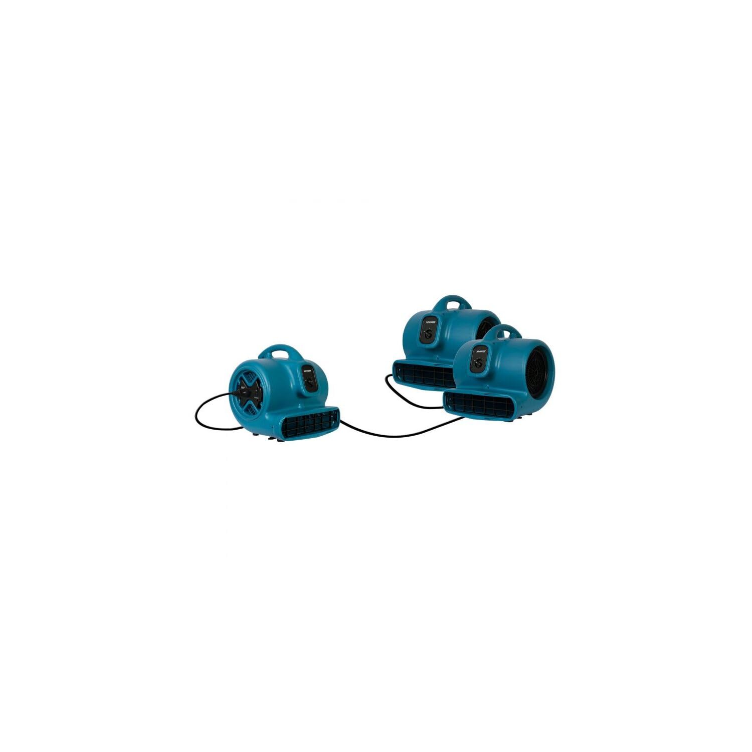 P-600A XPOWER 1/3 HP 2400 CFM 3 Speed Air Mover, Carpet Dryer, Floor Fan, Blower with Build-in Power Outlets