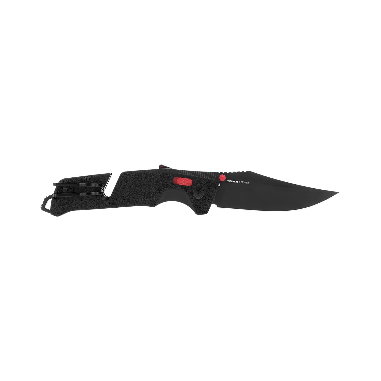 Ambidextrous SOG Trident Professional Straight Folding Knife | Heat-Treated CRYO D2 3.75" Stainless Steel Blade, Black/Red