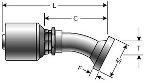 MegaCrimp Couplings Gates 20G-20FL30S, Code 61 O-Ring Flange, 30 Bent Tube, 1 1/4" ID