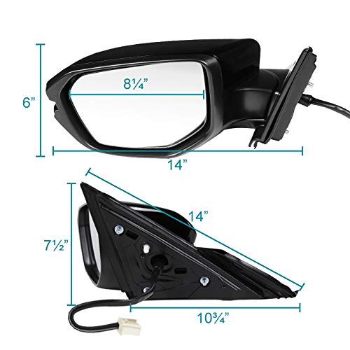 Left Side Mirror- SPEC-D TUNING RMV-CV16HP7-B-MP-L 7 Wires, Power+Lamp+Heated Glossy Black 16-18 Honda Civic