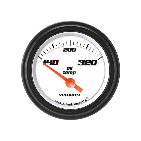Velocity Classic Instruments White 2-1/8" Oil Temperature Gauge VS28WBLF