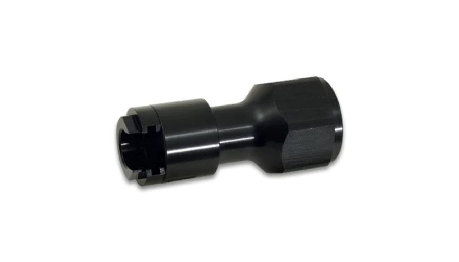 Fitting, Vibrant Power 16925, EFI Adapter, Fuel Rail Fitting, Straight, Male -6 AN ORB to Female 5/16 in. Quick-Connect, Aluminum, Black Anodized, each