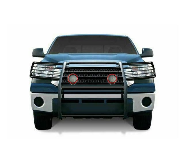 Bumper Guard Black Horse Grille Brush Modular Come with Pair of 5.3" Dia.LED Lights with Red Trim Rings Compatible with 08-22 Sequoia|07-21 Tundra(Excl. 08-21 Platinum/LTd)-17A098900MA-PLFR