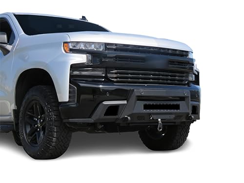 Heavy Duty Black Horse Armour III Front Winch Bumper Textured Black Compatible with 19-21 Chevrolet Silverado 1500|2022 Chevrolet Silverado 1500 LTD(Excl. 19-21 1500 LD and Diesel models)-AR3HD05NL