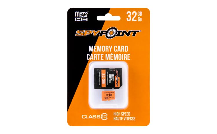 Micro SD Memory Card SPYPOINT 32GB Trail for Cameras | Adapter Media Storage for Trail and Game Cameras Designed | Used in Hunting and Trail Cams (Class 10 Speed)