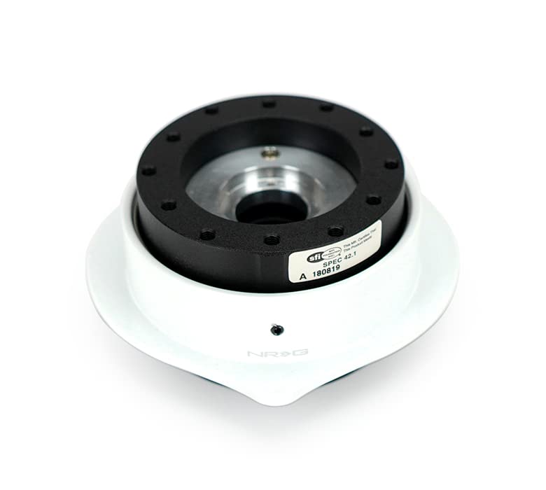 NRG Innovations Steering Wheel Quick Release Kit Adapter NRG-SRK-143BK-WT Black Body/White Heart Ring 6x70mm & 6x74mm Bolt Pattern