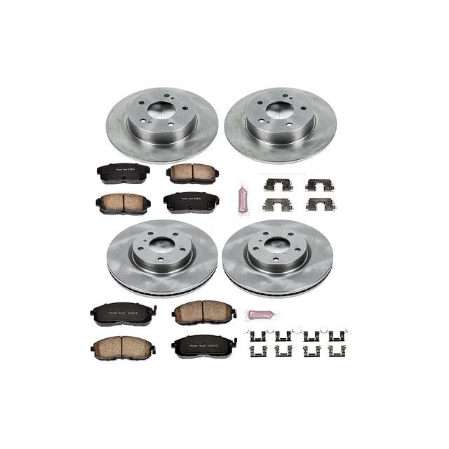 POWERSTOP Autospecialty KOE2710 Front and Rear Replacement Brake Kit-OE Brake Rotors & Ceramic Brake Pads For INFINITI G35 2003-2005, Nissan 350Z 2003-2005 [Model Specific]