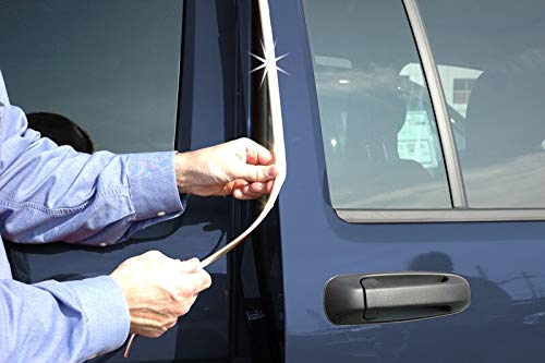 Cowles Truck Chrome Edge Trim, 50ft PVC ProtektoTrim, self-adhesive, UV-protected, durable, protects edges from scratches, dings, rust. Easy install, USA-made.