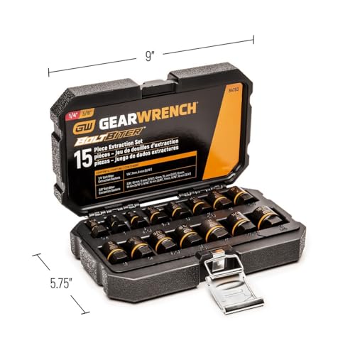 15 Pc. GEARWRENCH 1/4" & 3/8" Drive Bolt Biter™ Impact Extraction Socket Set - 84783