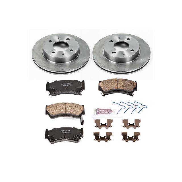 POWERSTOP Autospecialty KOE1170 Front Replacement Brake Kit-OE Brake Rotors & Ceramic Brake Pads For Nissan 200SX 1995-1998, Nissan Sentra 1995-2000 [Model Specific]
