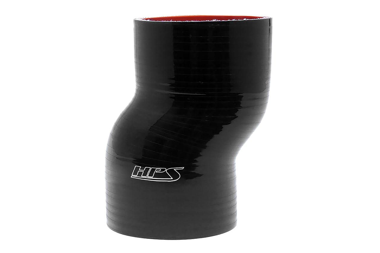 3" ID, HPS Performance 6" Length, Silicone Offset Coupler Hose, High Temp 4-ply Reinforced, Black (HTSOC-300-L6-BLK)