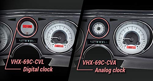 Dakota Digital VHX System-Analog Clock Compatible with 1969 Chevy Chevelle/El Camino Carbon Fiber Style Face w/Blue Display