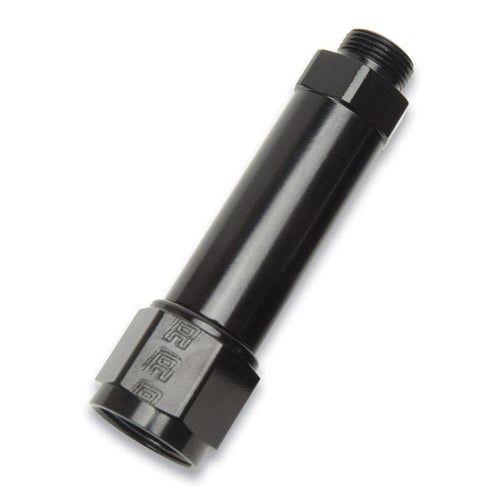 ADAPTER FITTING -8 AN FEMALE TO HOLLEY DUAL FEED 750 THROUGH DOMINATOR 1350 MALE BLK ANODIZED