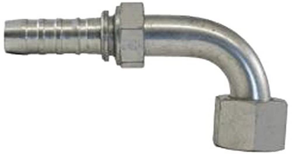 GlobalSpiral Couplings Gates 12GS-16FFORX90S, Female Flat-Face O-Ring Swivel, Zinc Plated Carbon Steel, 5.39", 90° Bent Tube, 3/4" ID