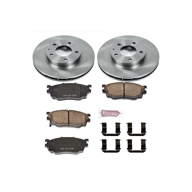 POWERSTOP Autospecialty KOE5169 Front Replacement Brake Kit-OE Brake Rotors & Ceramic Brake Pads For Mazda 626 1998-2002, Mazda Protege 2003 [Model Specific]