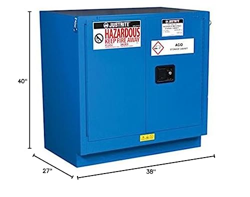 Justrite Undercounter 8623282 Hazardous Material Steel Safety Cabinet, 22 gal, Steel, Blue