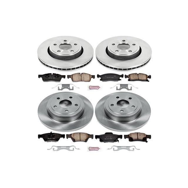 Power Stop KOE5952 Replacement Brake Kit-OE Front and Rear Brake Rotors & Ceramic Pads For Models With 330mm Front Rotors; Solid Rear Rotors