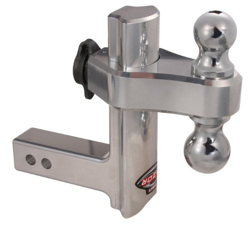 8" Trimax TRZ8AL Premium Aluminum Adjustable Hitch with Dual Hitch Ball and T5 Receiver Lock, Polished Aluminum