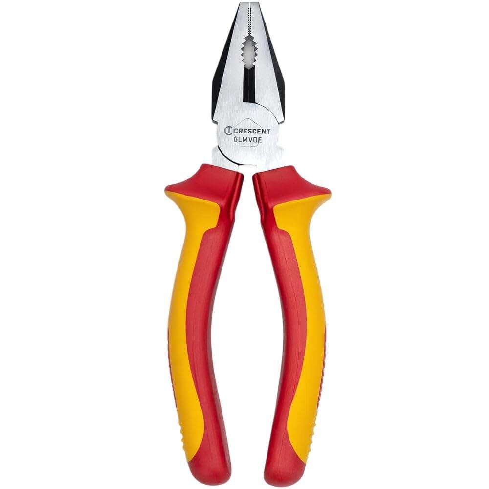 VDE Insulated Crescent Lineman's Pliers - Cable & Wire Cutter - Heavy Duty Electrician Tool for Home Improvement & Repair - 6" - 6LMVDE