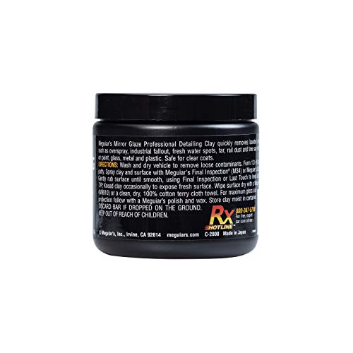 Meguiar's Aggressive Professional Detailing Clay, C2100 - Safely Remove Contaminants Bonded on Paint for a Smooth, Glossy Finish - Premium Clay Bar for Car Detailing and Paint Prep, 200 Grams