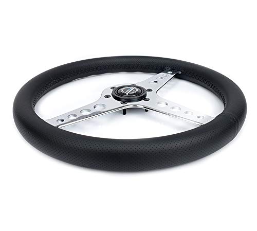NRG Innovations Steering Wheel NRG-ST-034CH-PR - Light Weight Gaming Wheel: Driftz- Made with Perforated leather, Light Weight Composits and Chrome Spoke with Holes.