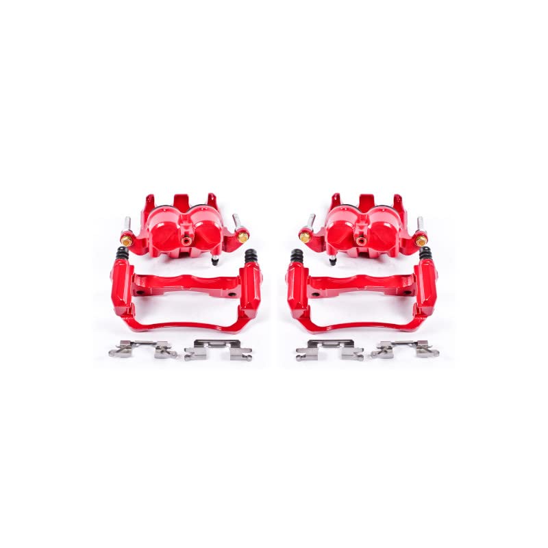 Power Stop S3122A Front Pair of High-Temp Red Powder Coated Calipers