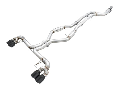 2019+ BMW M340i (G20) AWE Tuning Track Edition Exhaust - Quad Diamond Black Tips - 3020-43085