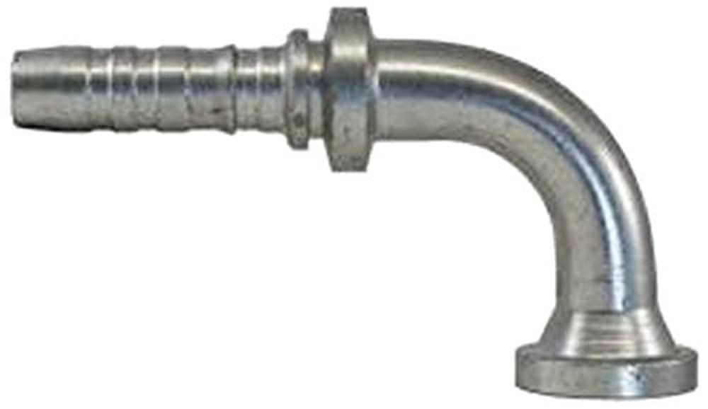 GlobalSpiral Couplings Gates 12GS-10FLK90-055, Code 61 Komatsu Style O-Ring Flange, Zinc Plated Carbon Steel, 4.65", 90° Bent Tube, 3/4" ID