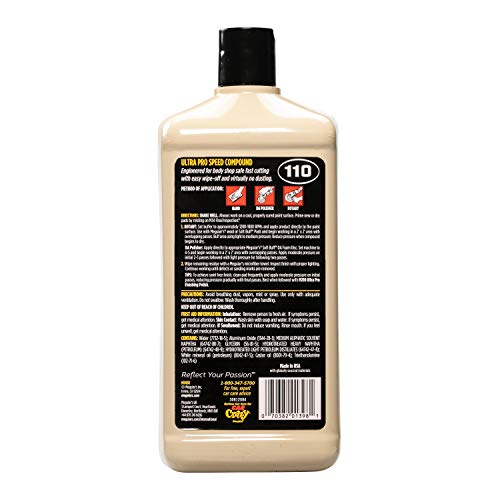 Mirror Glaze Meguiar's M11032 Ultra Pro Speed Compound, Rubbing Compound for Cars Removes Up to 1,200 Grit Sanding Marks and Leaves a Swirl-Free, High-Gloss Finish, 32 Oz or 1 Gal