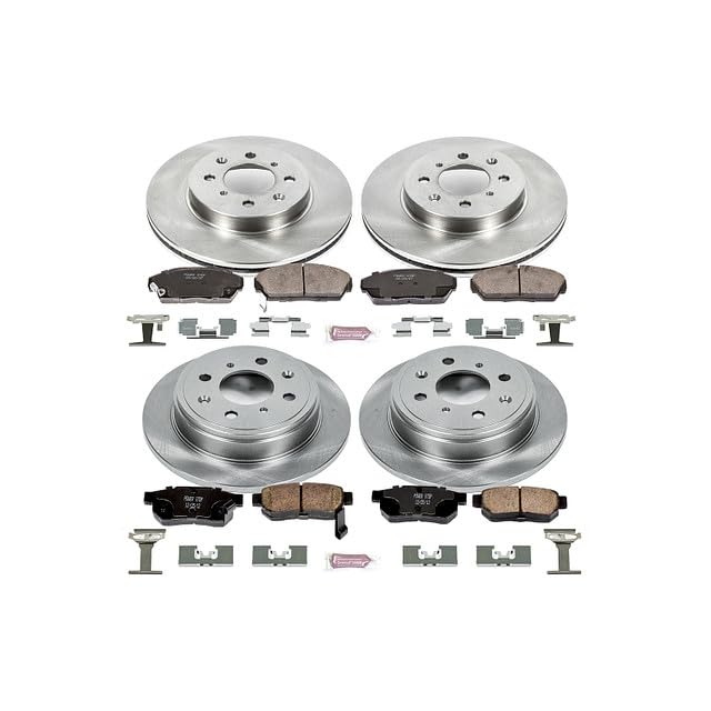 Power Stop Autospecialty KOE689 Front and Rear Replacement Brake Kit-OE Brake Rotors & Ceramic Brake Pads For Acura Integra 1990-1993, Honda Civic 1992-1993 [Model Specific]