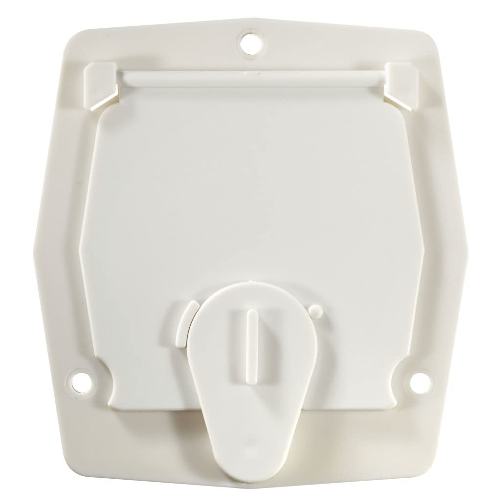 Round RV Designer B140, Electrical Cable Hatch, Basic, Flat Sided, 4.2 inch Diameter, Polar White