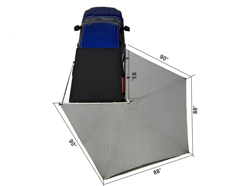 Overland Vehicle Systems Nomadic 270 LT Passengers Side Awning with Walls 1 & 2 | Dark Grey | Includes Mounting Brackets | 19589907
