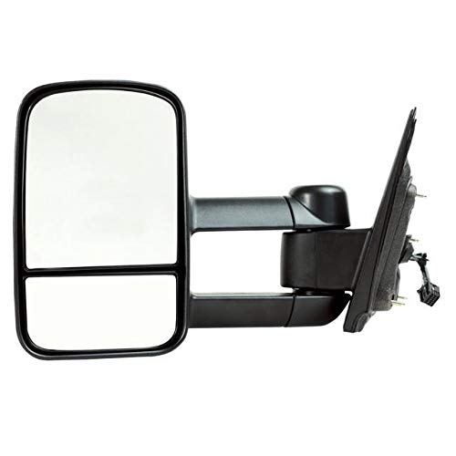K Source Extendable Driver Side Towing Mirror For 2014-2019 Silverado/Sierra Pick-Up Full Size. 1st Design, Textured Black, Heated Power, Dual Lens, Foldaway