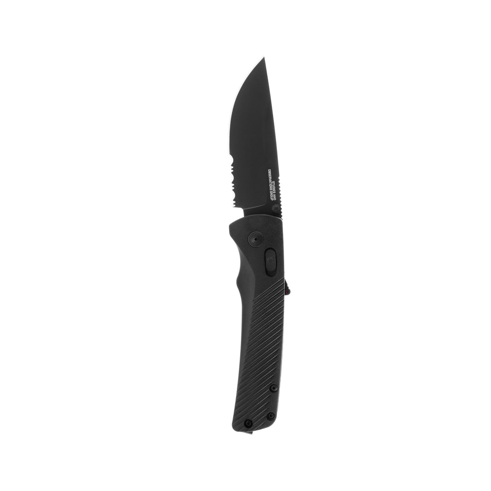 SOG Flash AT Ambidextrous Daily Carry Partially Serrated Pocket Folding Knife | Ergonomic Handle | D2 Steel Blade, Blackout