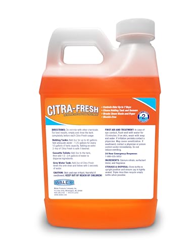Citra-Fresh Walex Liquid Holding Tank Treatment for RV, Camper & Marine - Black Water Tank Deodorizer for Rapid Breakdown of Waste & Toilet Paper, Biocide-Free, Septic Tank Safe, 64oz
